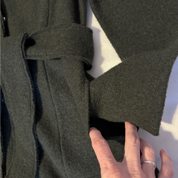 Anthropologie Sparrow Belted Shawled 100% Wool Sweater Coat Green Belted EUC - Picture 6 of 9